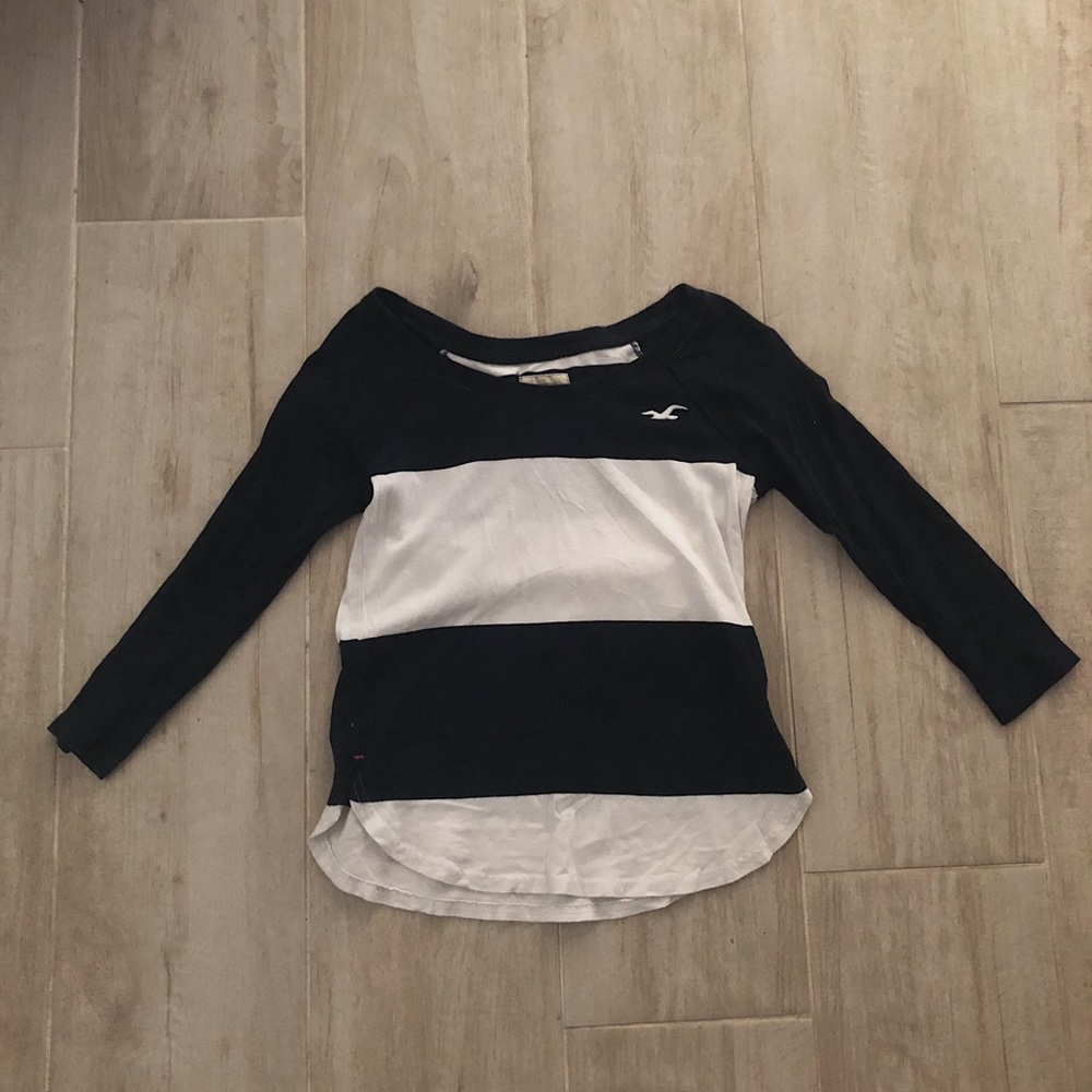 Navy blue long sleeve striped top